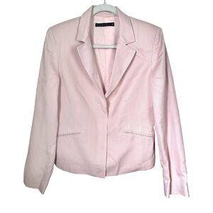 Perry Ellis Women Sz 10 Light Pink Zip Up Blazer Career Office Cotton Blend